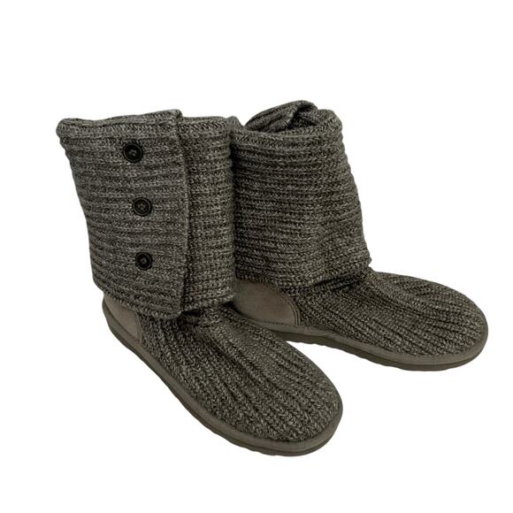 UGG Australia Women's Boots Classic Cardy II Knit Gray Size 7 - Picture 1 of 9